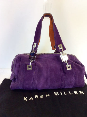 KAREN MILLEN PURPLE & ORANGE SUEDE HANDBAG - Whispers Dress Agency - Sold - 2