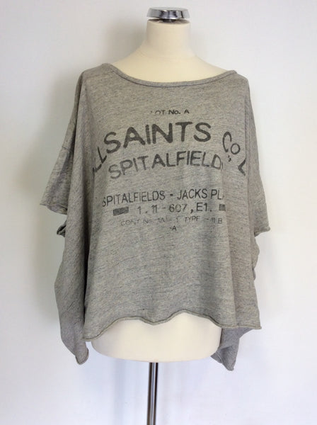 ALL SAINTS LIGHT GREY PRINT OVERSIZE SWEATSHIRT SIZE 10