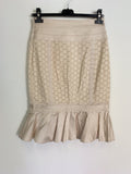 KAREN MILLEN CREAM BROIDERY ANGLAISE STRAIGHT SKIRT SIZE 10