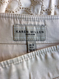 KAREN MILLEN CREAM BROIDERY ANGLAISE STRAIGHT SKIRT SIZE 10