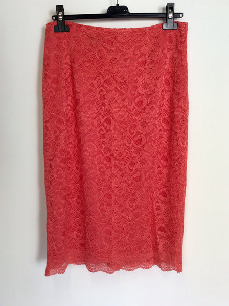 BRAND NEW JAEGER CORAL LACE PENCIL SKIRT SIZE 12