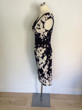 PHASE EIGHT NAVY BLUE & WHITE BUTTERFLY PRINT DRESS SIZE 14