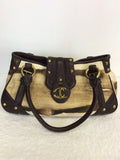 JUST CAVALLI BROWN & CREAM PRINT LEATHER & CANVAS SHOULDER BAG - Whispers Dress Agency - Shoulder Bags - 5