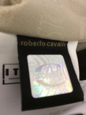 JUST CAVALLI BROWN & CREAM PRINT LEATHER & CANVAS SHOULDER BAG - Whispers Dress Agency - Shoulder Bags - 9