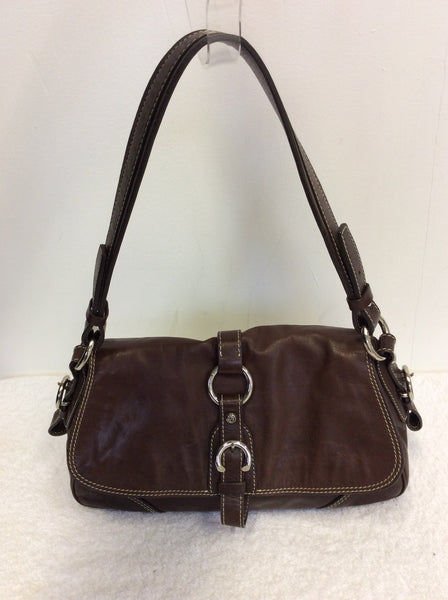 FRANCESCO BIASIA BROWN LEATHER SHOULDER BAG - Whispers Dress Agency - Shoulder Bags - 1