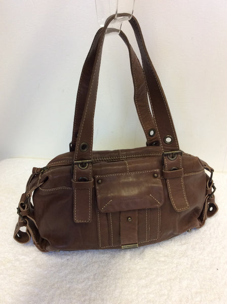 FRANCESCO BIASIA BROWN LEATHER HAND/SHOULDER BAG - Whispers Dress Agency - Shoulder Bags - 1