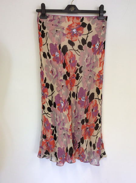HOBBS SILK FLORAL PRINT SKIRT SIZE 8
