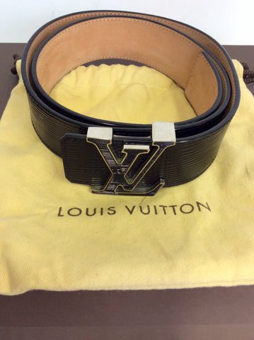 BRAND NEW AUTHENTIC LOUIS VUITTON BLACK EPI LEATHER INITIALS BELT - Whispers Dress Agency - Sold - 1