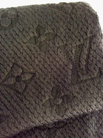 LOUIS VUITTON DARK GREY (ANTHRACITE) LOGOMANIA WOOL & SILK SCARF - Whispers Dress Agency - Sold - 5