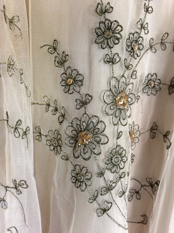 LAURA ASHLEY OYSTER BEIGE NET OVERLAY EMBROIDERED & SEQUINNED SKIRT SIZE 12