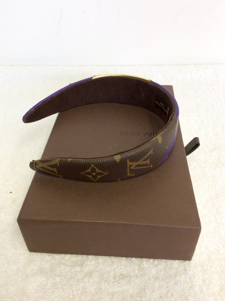 LOUIS VUITTON RARE BROWN MONOGRAM WITH PURPLE & GOLD HEADBAND – Whispers  Dress Agency