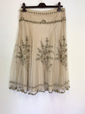 LAURA ASHLEY OYSTER BEIGE NET OVERLAY EMBROIDERED & SEQUINNED SKIRT SIZE 12