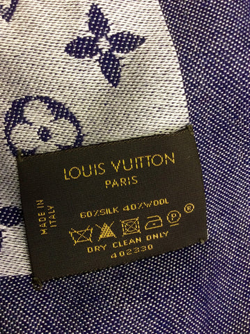 LOUIS VUITTON MONOGRAM DENIM SILK & WOOL SHAWL - Whispers Dress Agency - Sold - 4