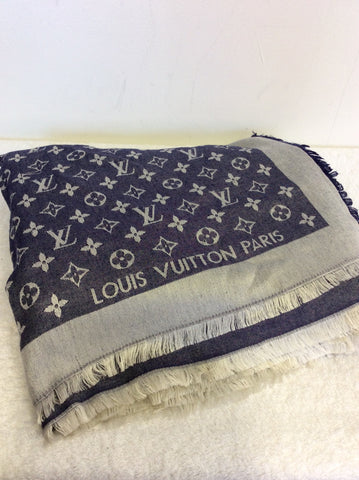 LOUIS VUITTON MONOGRAM DENIM SILK & WOOL SHAWL - Whispers Dress Agency - Sold - 3