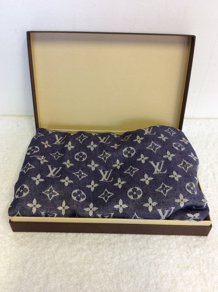 LOUIS VUITTON MONOGRAM DENIM SILK & WOOL SHAWL - Whispers Dress Agency - Sold - 1