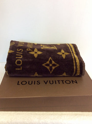 100% AUTHENTIC LOUIS VUITTON BROWN CLASSIC LUXURY MONOGRAM TOWEL - Whispers Dress Agency - Sold - 1