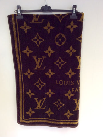 100% AUTHENTIC LOUIS VUITTON BROWN CLASSIC LUXURY MONOGRAM TOWEL - Whispers Dress Agency - Sold - 5