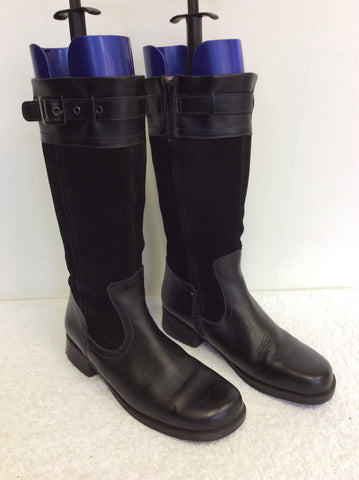 START-RITE BLACK & SUEDE CALF LENGTH BOOTS SIZE 4.5 /37.5 - Whispers Dress Agency - Womens Boots - 1