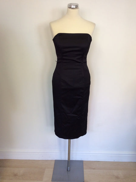 COAST BLACK MATT SATIN SLEEVELESS DRESS SIZE 12