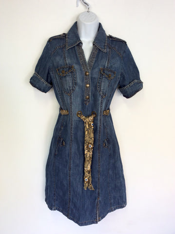 KAREN MILLEN BLUE DENIM SHORT SLEEVE DRESS SIZE 10