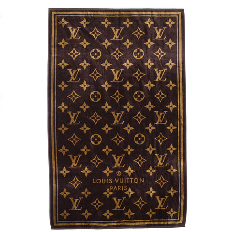 100% AUTHENTIC LOUIS VUITTON BROWN CLASSIC LUXURY MONOGRAM TOWEL - Whispers Dress Agency - Sold - 4