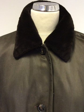 CERRUTI CLUB BROWN FAUX FUR TRIM JACKET SIZE 10 - Whispers Dress Agency - Womens Coats & Jackets - 2