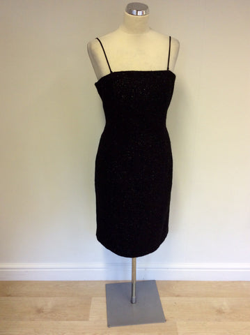 E'SENSUAL BLACK SHIMMER WOOL BLEND STRAPPY DRESS SIZE 16 - Whispers Dress Agency - Womens Dresses - 1