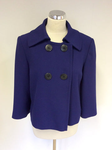 RONIT ZILKHA LONDON BLUE DOUBLE BREASTED JACKET SIZE 14 - Whispers Dress Agency - Womens Coats & Jackets - 1