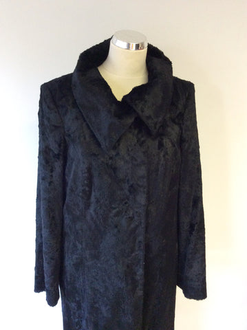 COAST BLACK FAUX FUR LONG OCCASION COAT SIZE 14 - Whispers Dress Agency - Womens Coats & Jackets - 2