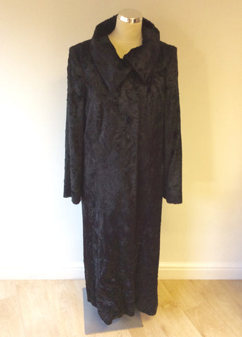 COAST BLACK FAUX FUR LONG OCCASION COAT SIZE 14 - Whispers Dress Agency - Womens Coats & Jackets - 1