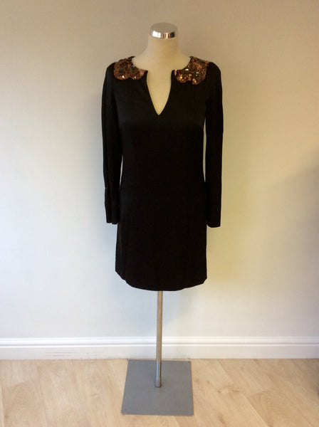 MONSOON BLACK & BRONZE SEQUINED JEWEL TRIM OCCASION DRESS SIZE 8 - Whispers Dress Agency - Womens Dresses - 1