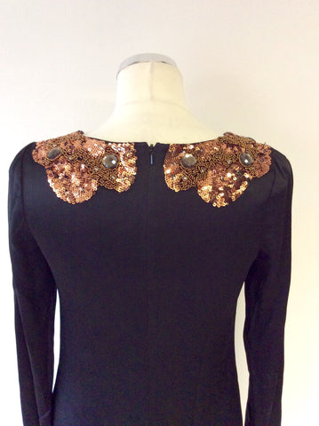 MONSOON BLACK & BRONZE SEQUINED JEWEL TRIM OCCASION DRESS SIZE 8 - Whispers Dress Agency - Womens Dresses - 5