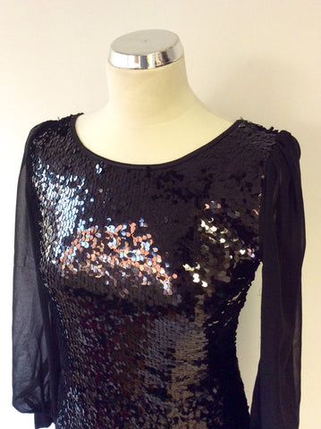 JANE NORMAN BLACK SEQUINNED COCKTAIL DRESS SIZE 14 - Whispers Dress Agency - Womens Dresses - 2