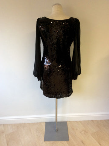 JANE NORMAN BLACK SEQUINNED COCKTAIL DRESS SIZE 14 - Whispers Dress Agency - Womens Dresses - 4