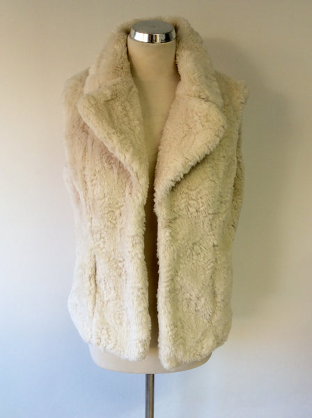 PER UNA CREAM FAUX FUR GILET SIZE M - Whispers Dress Agency - Womens Gilets & Body Warmers - 1