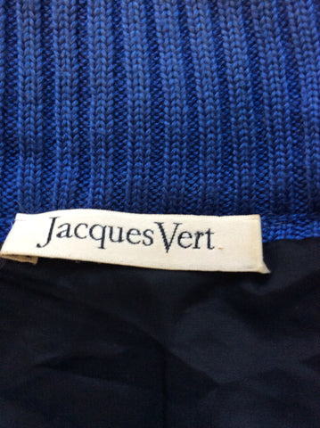 JACQUES VERT BLUE,BLACK & GREY EMBROIDERED ZIP FRONT CARDIGAN SIZE L - Whispers Dress Agency - Womens Knitwear - 3