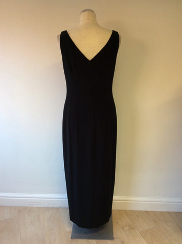 JOHN CHARLES BLACK BEADED TRIM LONG EVENING DRESS SIZE 12 - Whispers Dress Agency - Womens Dresses - 4