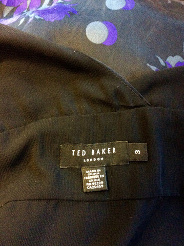 TED BAKER BLACK,GREY & PURPLE SILK TUNIC TOP SIZE 3 UK 12