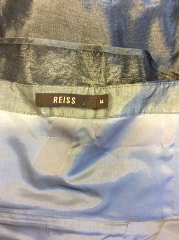 REISS SILVER GREY STRAPLESS TIERED COCKTAIL DRESS SIZE 14