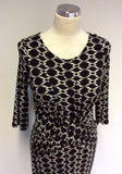 HOBBS BLACK & WHITE PRINT STRETCH JERSEY DRESS SIZE 10
