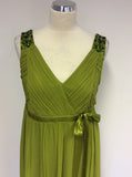 HOBBS LIME GREEN SILK OCCASION DRESS SIZE 12