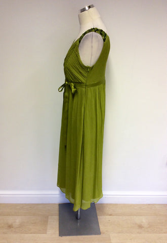 HOBBS LIME GREEN SILK OCCASION DRESS SIZE 12