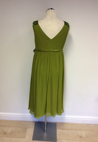 HOBBS LIME GREEN SILK OCCASION DRESS SIZE 12