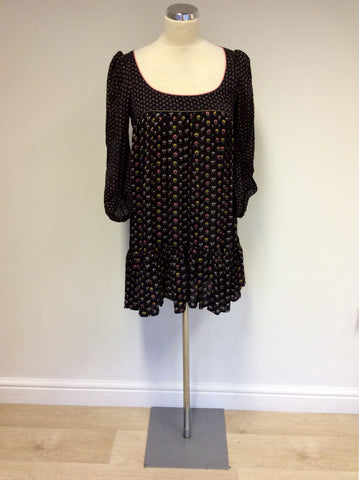 BRAND NEW FRENCH CONNECTION BLACK FLORAL PRINT MINI ANNIE DRESS SIZE 8 - Whispers Dress Agency - Womens Dresses - 1