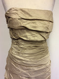 MONSOON PALE GOLD SILK PLEATED TIERS COCKTAIL DRESS SIZE 16
