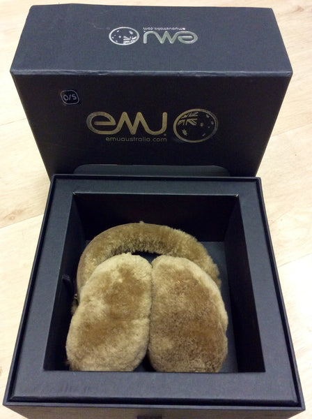 BRAND NEW IN BOX EMU AUSTALIA TOFFEE SHEEPSKIN EAR MUFFS - Whispers Dress Agency - Womens Other Accessories - 1