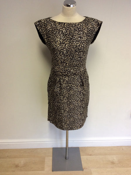 MARCCAIN BLACK & BROWN LEOPARD PRINT DRESS SIZE N2 UK 10/12 - Whispers Dress Agency - Womens Dresses - 1