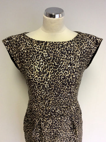MARCCAIN BLACK & BROWN LEOPARD PRINT DRESS SIZE N2 UK 10/12 - Whispers Dress Agency - Womens Dresses - 2