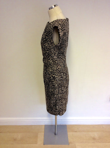 MARCCAIN BLACK & BROWN LEOPARD PRINT DRESS SIZE N2 UK 10/12 - Whispers Dress Agency - Womens Dresses - 3
