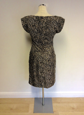 MARCCAIN BLACK & BROWN LEOPARD PRINT DRESS SIZE N2 UK 10/12 - Whispers Dress Agency - Womens Dresses - 4